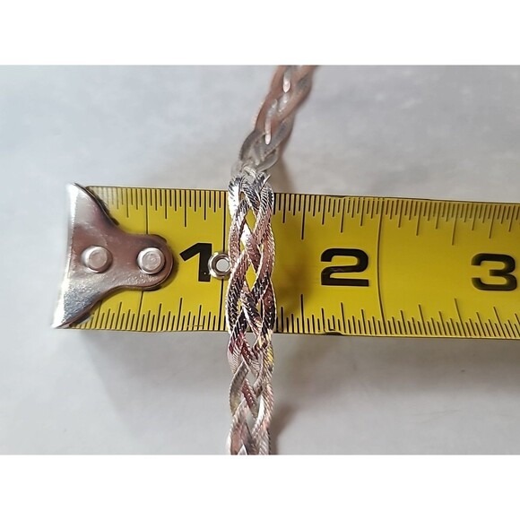 Mexican 925 Sterling Silver Braided Chain Bracelet Vintage - Picture 9 of 10